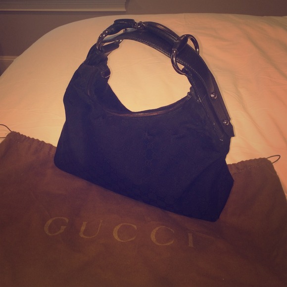 Gucci Black GG Canvas Medium Hobo