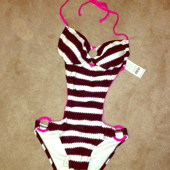 Black, Pink + White Swimsuit! Never Worn!! Tags!