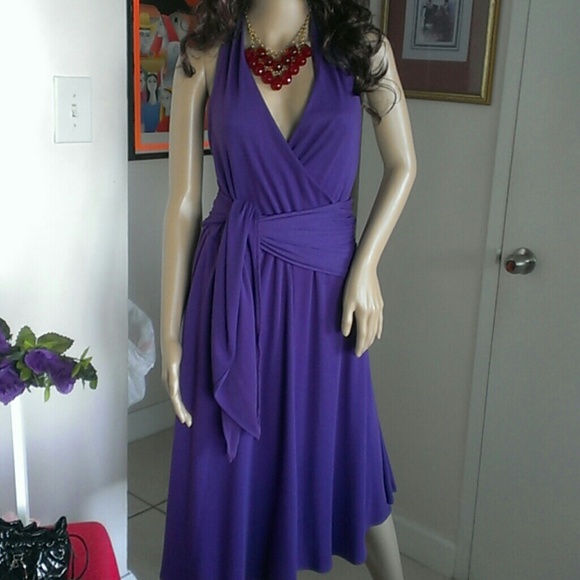 "REDUCED" Sexy Top & Skirt  Halter Purple Dress - Picture 3 of 4