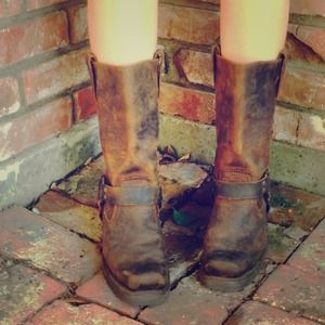 Leather Harness Biker Boots