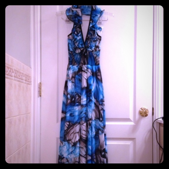 SOLD***floral halter maxi