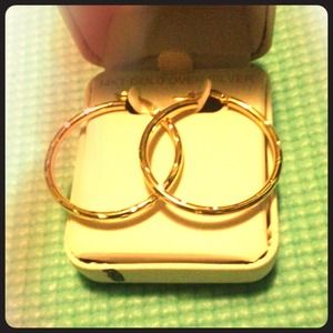 14KT GOLD OVER SILVER HOOP EARRINGS