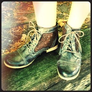 Crochet  Leather Ankle Boots