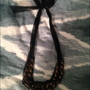 Gold chain and fabric necklace