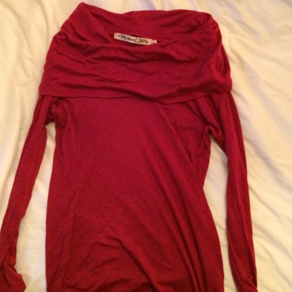 Michael Stars raspberry cowl neck top.