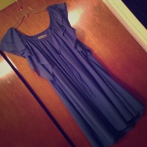 Blue Chiffon dress with Flutter Sleeves