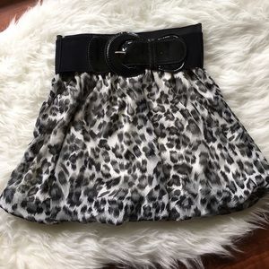 Cheeta Print Belted Bubble Skirt