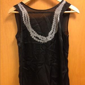 Banana republic black silk tank with pearl detail
