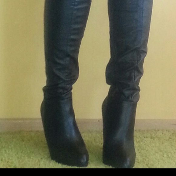 Black thigh high boots