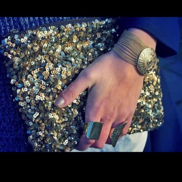 💝SOLD💝 Zara gold and green clutch bag