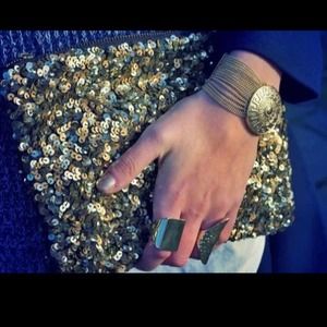 💝SOLD💝 Zara gold and green clutch bag