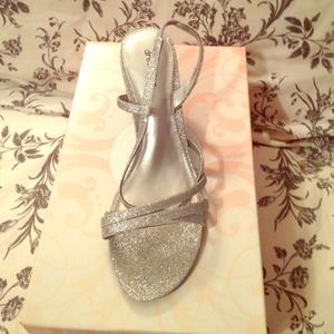 Silver glitter heels