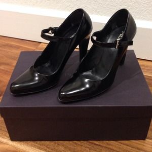 Prada black leather Mary Jane shoes