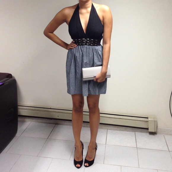 Halter dress with stud details