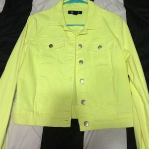 neon yellow denim jacket