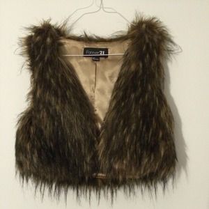 F21 cropped fur vest