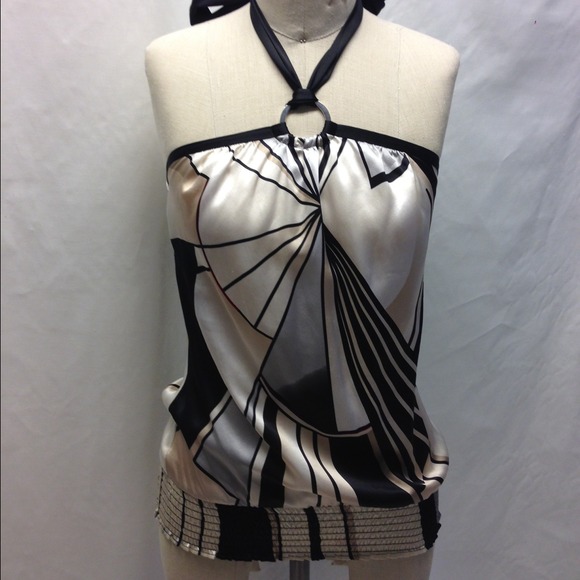 ❌SOLD❌WHBM silk charmeuse blouson halter top - Picture 2 of 4