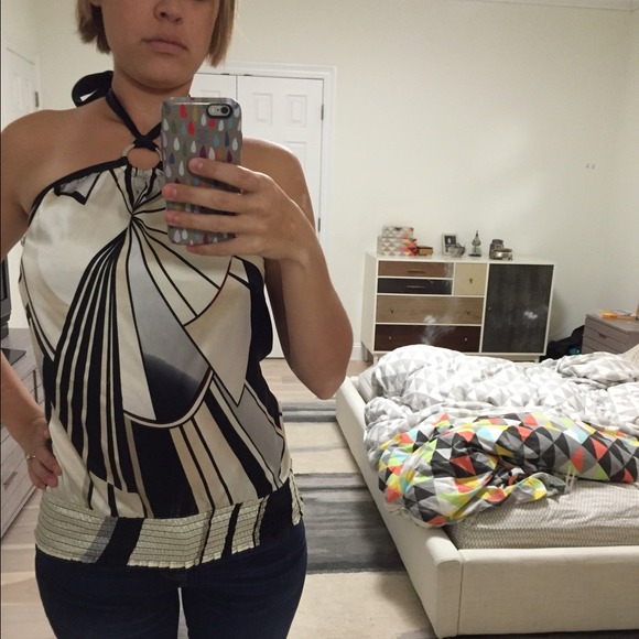 ❌SOLD❌WHBM silk charmeuse blouson halter top - Picture 4 of 4