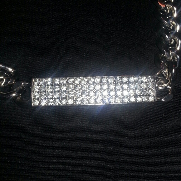 Silver chain with rhinestone necklace - Picture 3 of 4