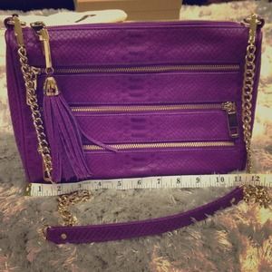 REDUCED! Rebecca Minkoff 5-Zip Clutch Purple Snake