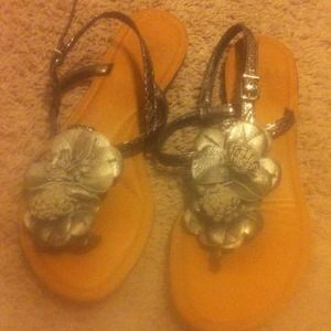 Gianni Bini Metallic snake skin & floral sandals