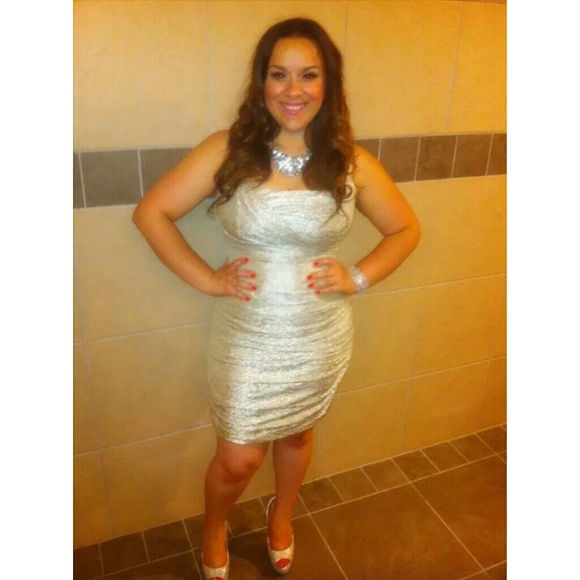 Express gold fitted dress