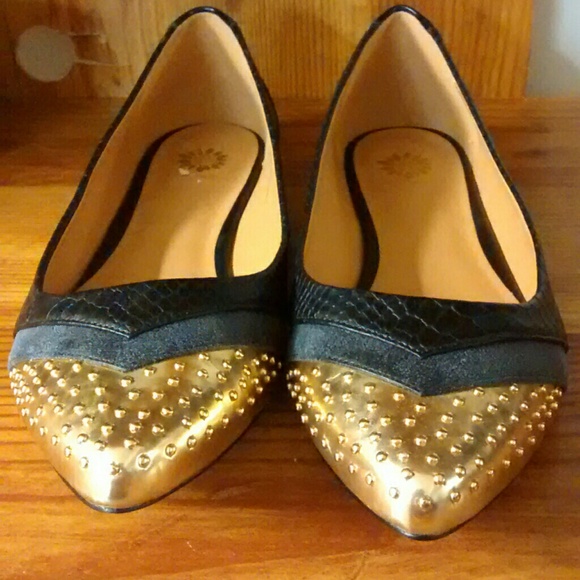 Shoes - FINAL REDUCTION Studded Gold & Black Ballet Flats
