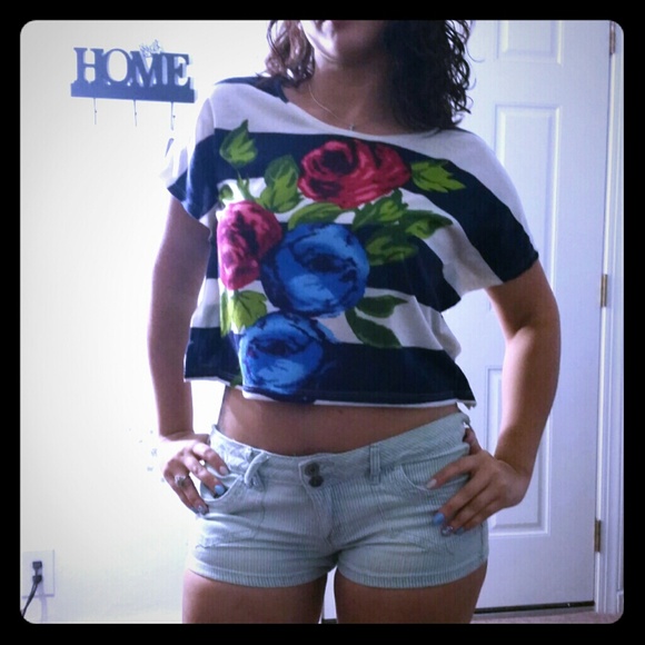 Cute Floral Striped Top