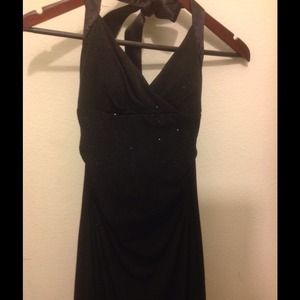 Black halter gown with tail