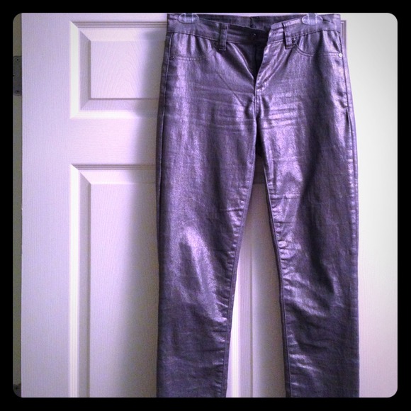 Calvin Klein silver metallic skinny jeans