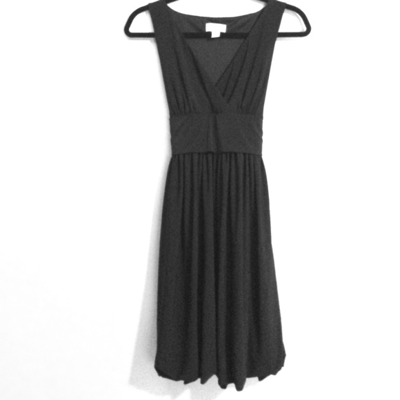 Anne Taylor LOFT black a-line dress with v neck