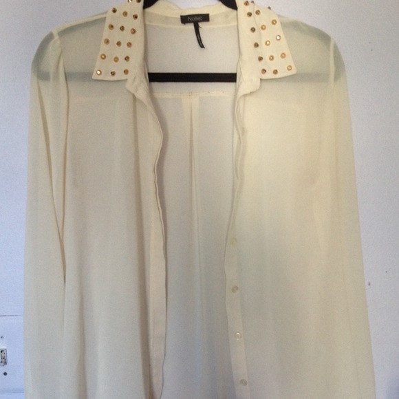 Cream blouse with spiked collar - Picture 1 of 1