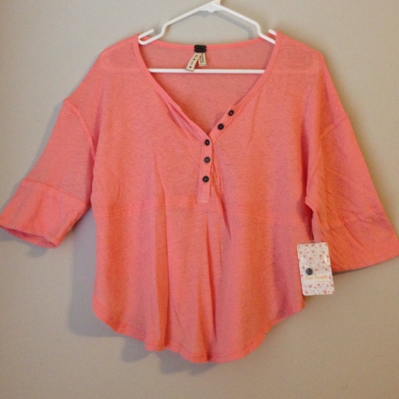 Free People Tops - NWT Free People Knit Oversized Button Henley Top