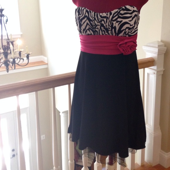 Zebra dress with pink bow
