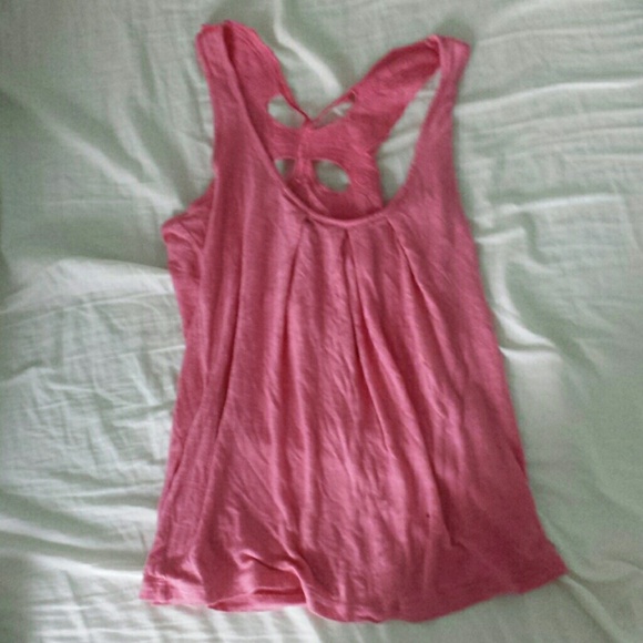 Pink tank with sequin butterfly detailed back