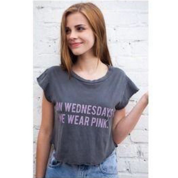 Brandy Melville Tops - Brandy Melville On Wednesdays We Wear Pink Crop