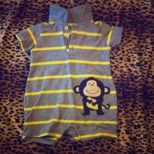 SOLD 💙👶NWOT striped Monkey Onesie👶💙