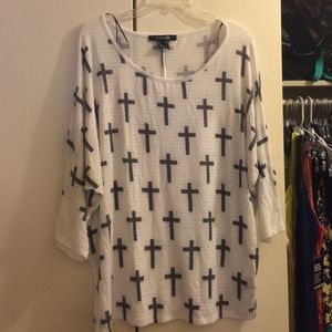 Black & White Forever 21 Cross Sweater