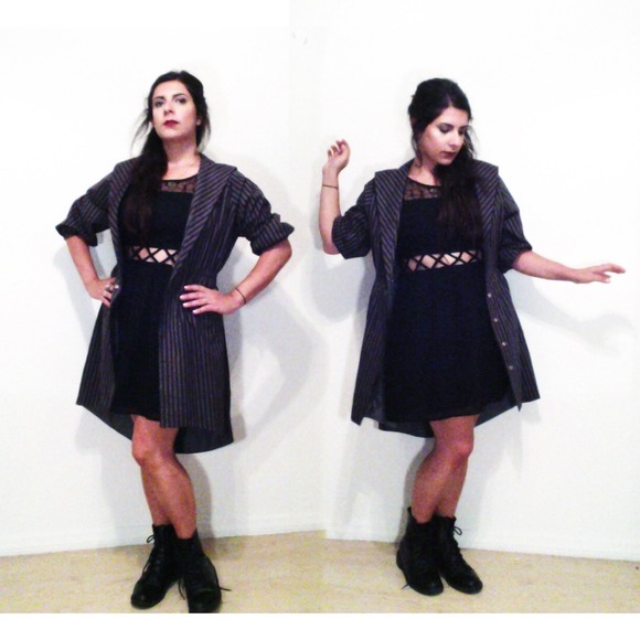 Pinstripe Hi-Lo Coat Dress