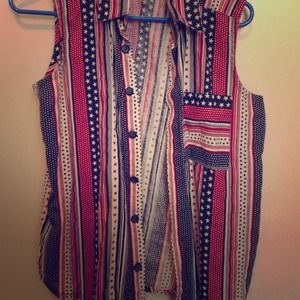 Vintage American Flag Sleeveless Vest