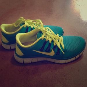Blue & Yellow Nike Free Run 5.0