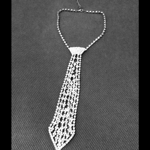 Necktie rhinestone necklace