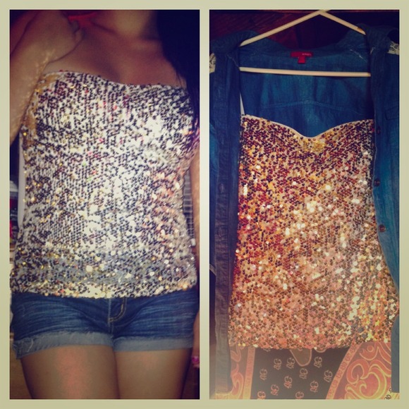 Frederick's of Hollywood Tops - Fredericks of Hollywood full gold sequin top