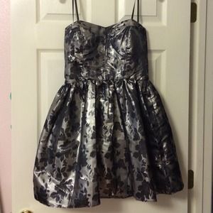 Silver rose pattern homecoming dress