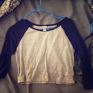 F21 Black & Gray Baseball Crop Top