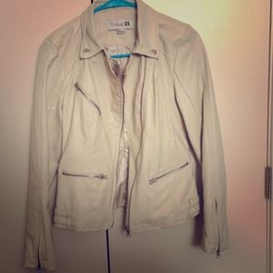 Cream Leather Jacket