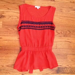 Salmon & Navy Blouse