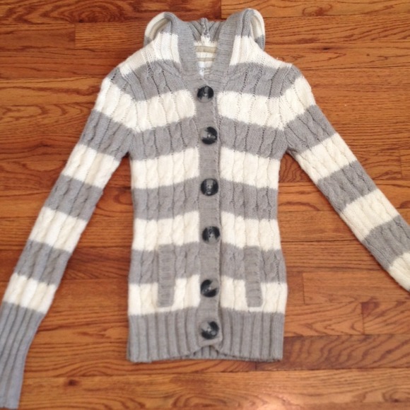 Grey and White Stripped Sweater