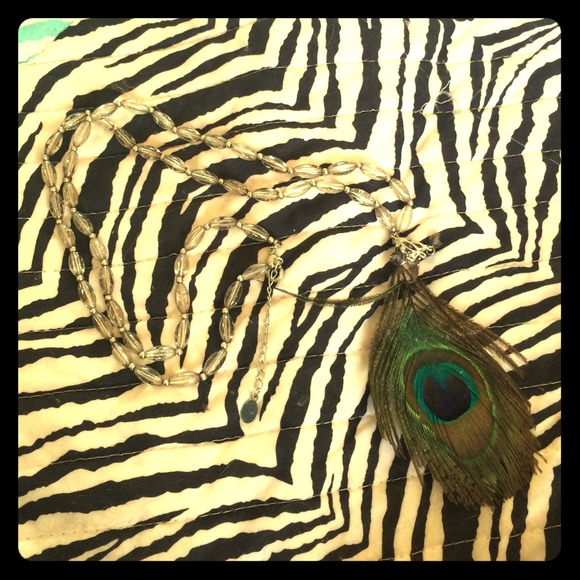Peacock feather necklace