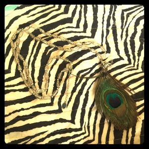 Peacock feather necklace